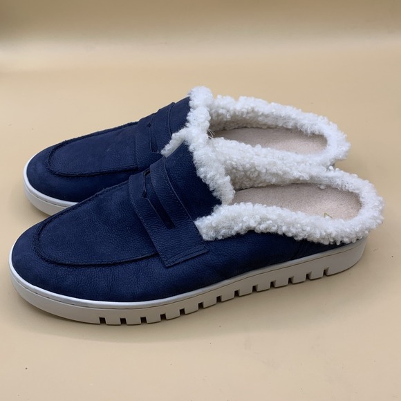 Vionic Uptown Mule Women's Faux Fur Navy Blue Slip On Shoes Casual Cozy - Size 9 - Picture 7 of 7